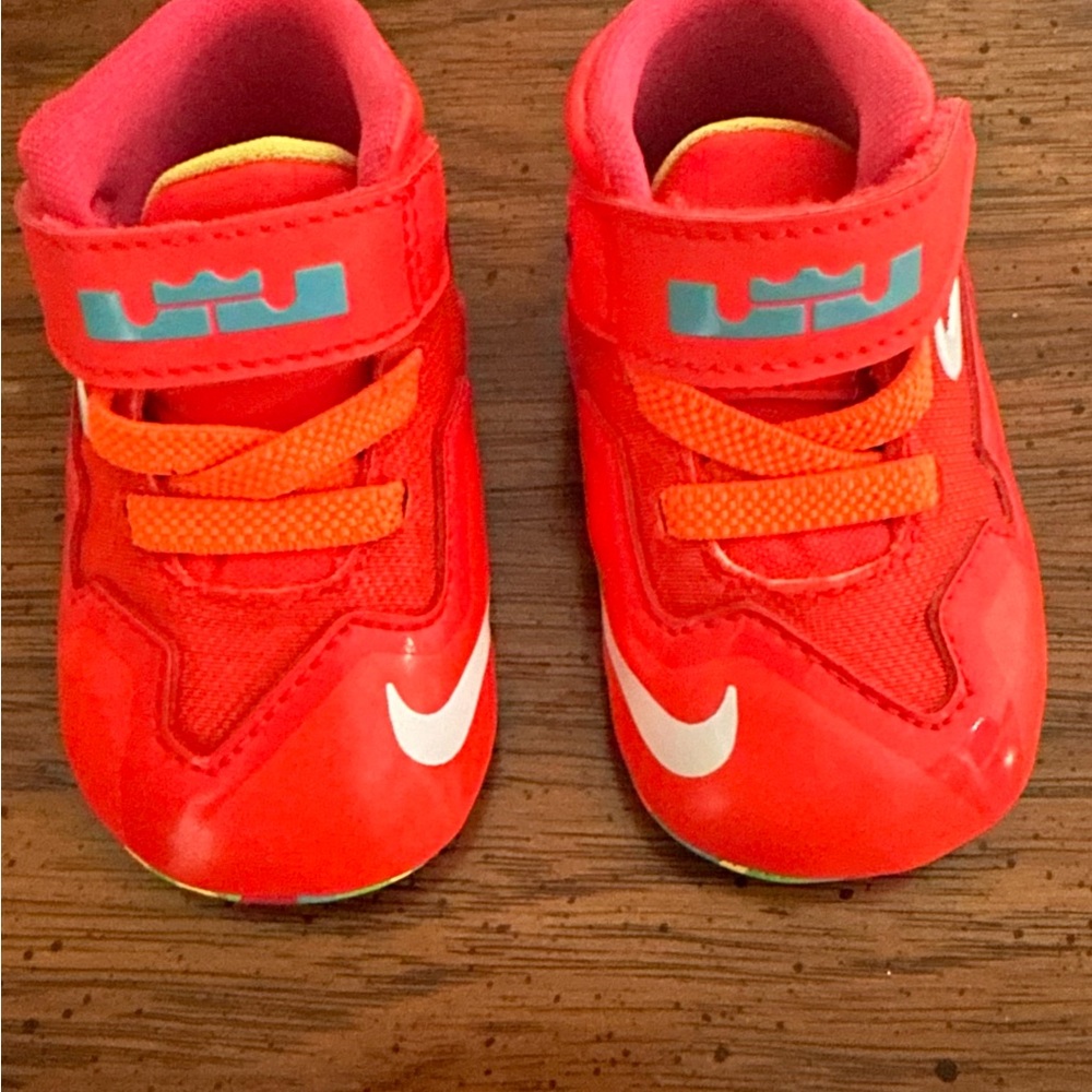 Nike Lebron XI Fruity Pebbles Crib Shoes Infant Orange Pink Size 2C